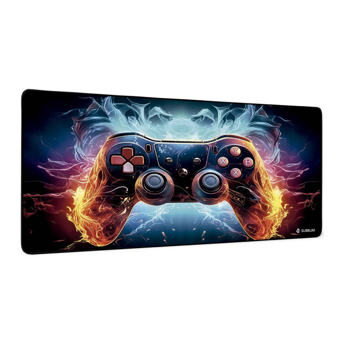 SUBBLIM GameCore XL Alfombrilla Ratón Gaming 900x400x3mm Antideslizante Bordes Cosidos Diseño Fire-&-Ice