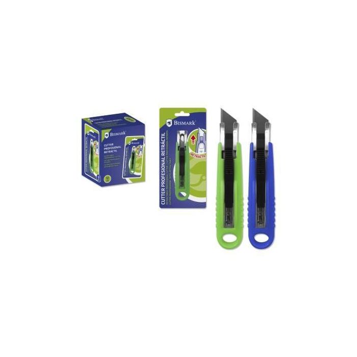 Bismark Cutter Profesional Retractil Con Cuchilla Fracturable De 18 mm Blister Bismark Cutter Profesional Retractil Con Cuchilla Fracturable De 18 mm Blister
