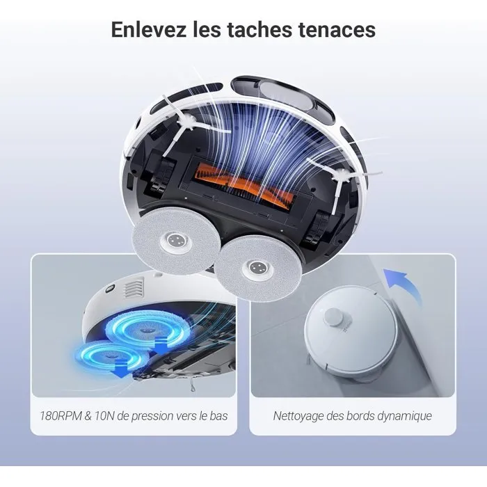 Ezviz EZV1726330905836 Robot aspirador con mopa, Cepillo lateral elevado, 7200 Pa, Limpieza con agua caliente a 60 °C 3