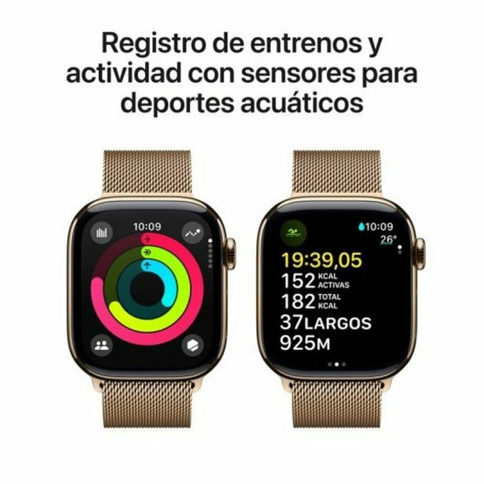Apple Watch Series 10 GPS + Cellular 42mm Titanio Dorado con Pulsera Milanese Loop Acero Inoxidable Oro 64GB 13 Apple Watch Series 10 GPS + Cellular 42mm Titanio Dorado con Pulsera Milanese Loop Acero Inoxidable Oro 64GB 13