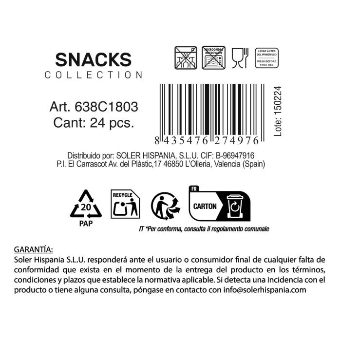 Bol Snacks Colores Ø 12,5 x 5 cm - Inde (48 Unidades) 1 Bol Snacks Colores Ø 12,5 x 5 cm - Inde (48 Unidades) 1