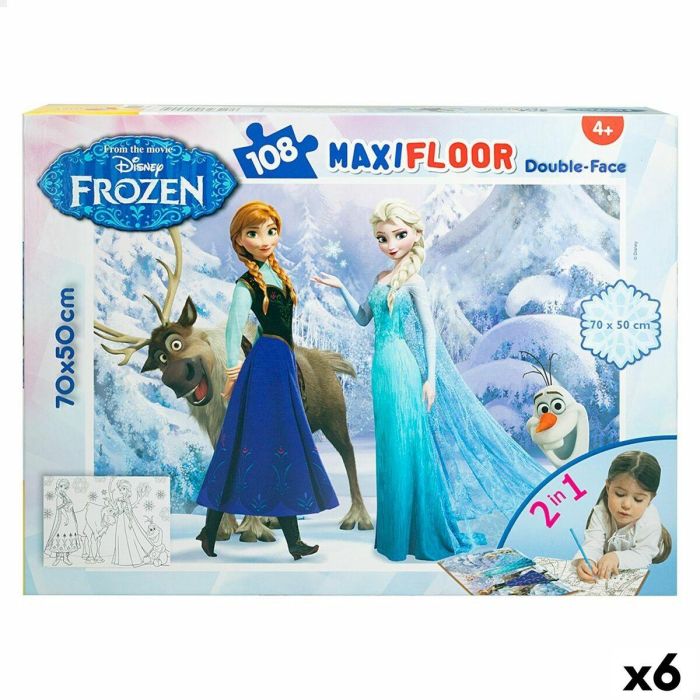 Puzzle Infantil Frozen Doble cara 108 Piezas 70 x 1,5 x 50 cm (6 Unidades)