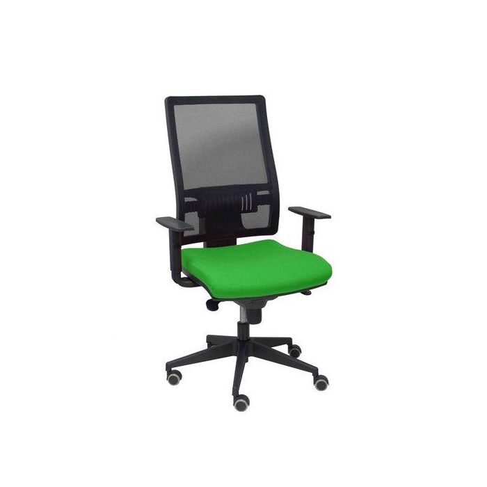 Silla Piqueras Y Crespo Horna Brazos Regulables Mecanismo Sincro Altura Y Apoyo Lumbar Regulable Rueda Parquet Respaldo Malla Negra Transpirable Y Asiento Tapizado Bali Verde