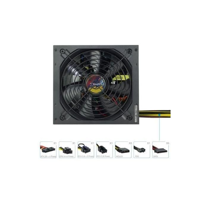 TooQ TQAPOLO-650SP Fuente de Alimentación para PC 650W ATX 12V v2.3 con PFC Activo, Ventilador 140mm y 20+4 pines Negro 1 TooQ TQAPOLO-650SP Fuente de Alimentación para PC 650W ATX 12V v2.3 con PFC Activo, Ventilador 140mm y 20+4 pines Negro 1