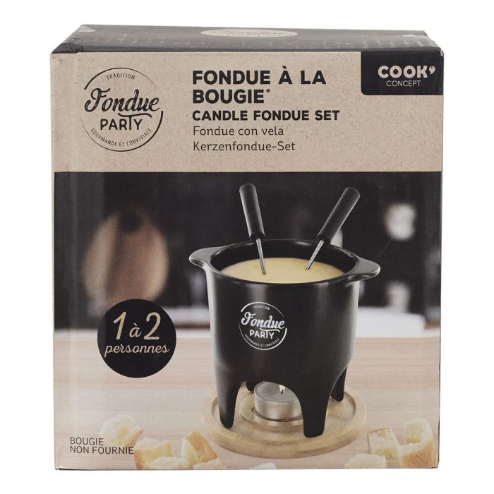 Cook Concept Fondue Bistrot para 1 o 2 Personas con 4 Pinchos Inox y Base Bambú 1