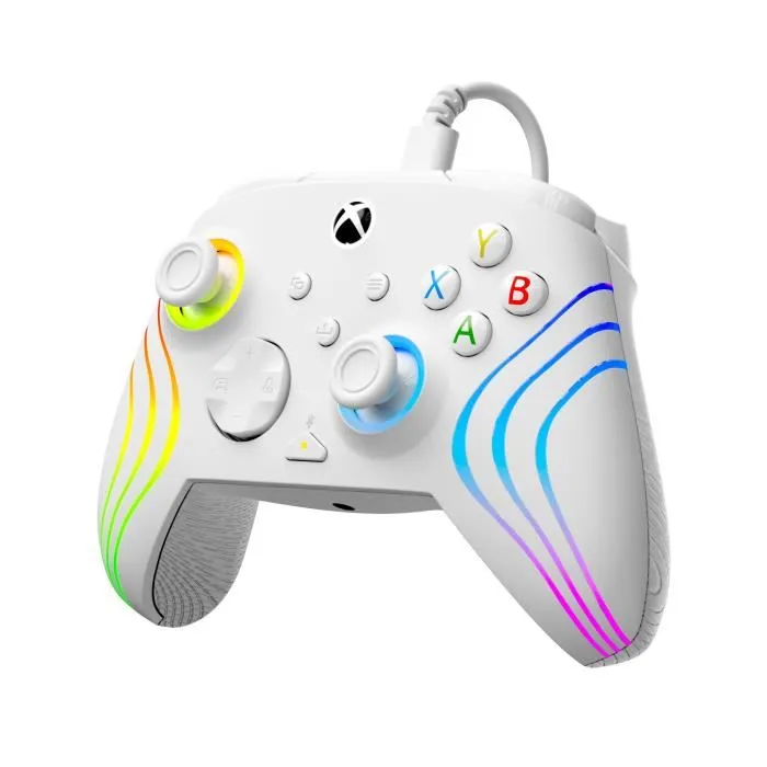 Turtle Beach Gamepad Xbox Series X|S, Xbox One y PC Afterglow Wave RGB Con Cable Blanco TUR0840454400076 1