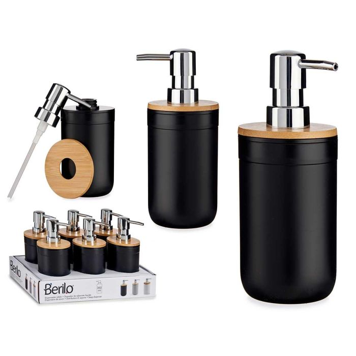 Dosificador Negro Con Tapa Bambu 350 Ml Berilo 9X17CM (12 Unidades) Dosificador Negro Con Tapa Bambu 350 Ml Berilo 9X17CM (12 Unidades)