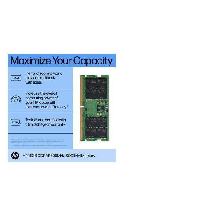 HP 16GB DDR5 5600 SODIMM Memory 1 HP 16GB DDR5 5600 SODIMM Memory 1
