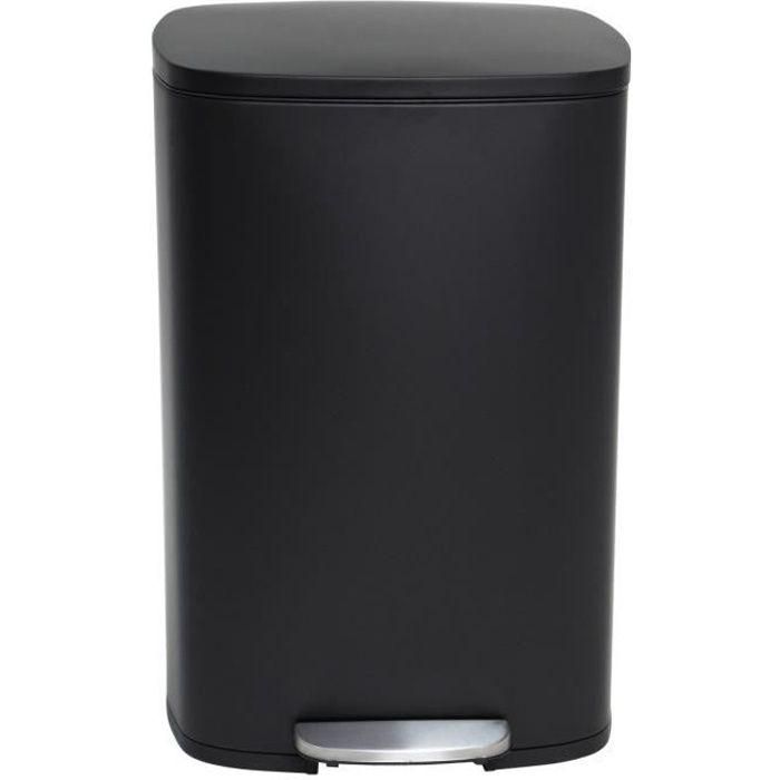 Kitchen Move ADMIRAL Papelera de Cocina con Pedal 50L, Acero Inoxidable Negro Mate, Rectangular, con Cubo Interior y Protección Suelo Kitchen Move ADMIRAL Papelera de Cocina con Pedal 50L, Acero Inoxidable Negro Mate, Rectangular, con Cubo Interior y Protección Suelo