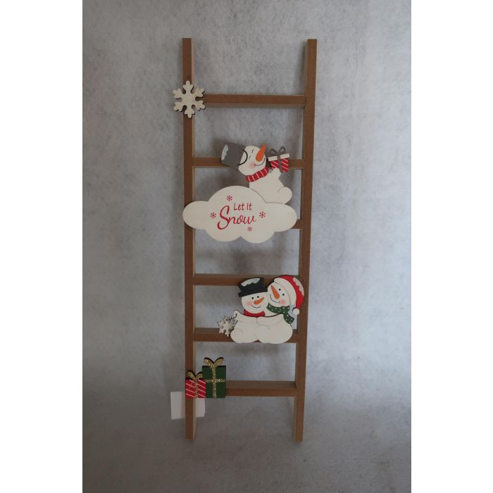 DKD Home Decor Decoración Navidad Tradicional Escalera MDF Natural Blanco 2x45x14 cm (Pack 6)