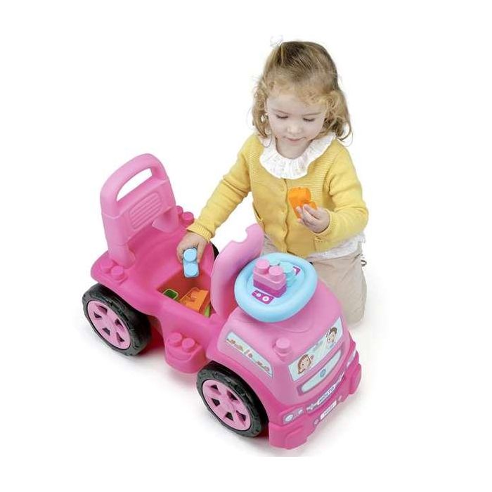 Molto Correpasillos Camión Rosa con 10 Blocks 89 cms