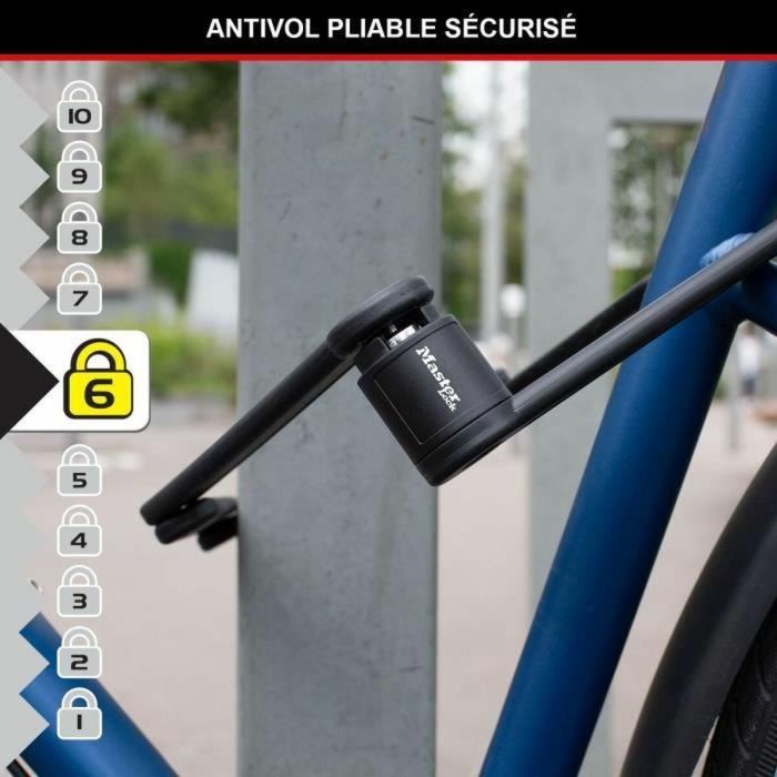 Master Lock Candado Plegable para Bicicleta 8335EURDPRO - Acero Endurecido, 4 Llaves, Soporte Incluido 3