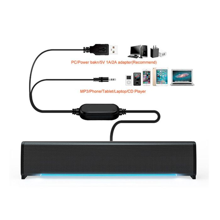 Barra De Sonido Q-Connect Para Pc Con Iluminación Led Color Negro 2