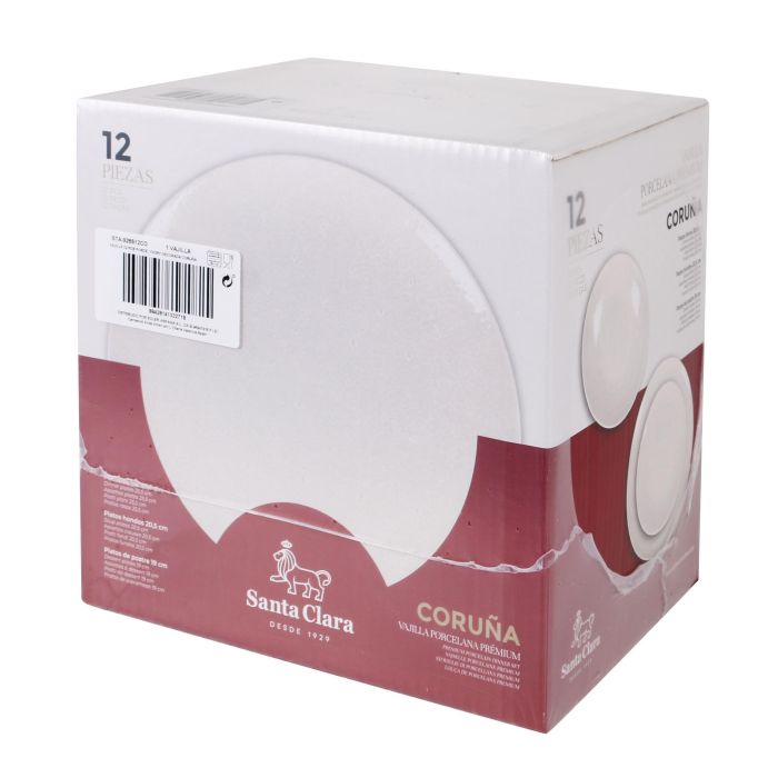 Vajilla de porcelana Corunya 12 piezas color marfil - Santa Clara 4