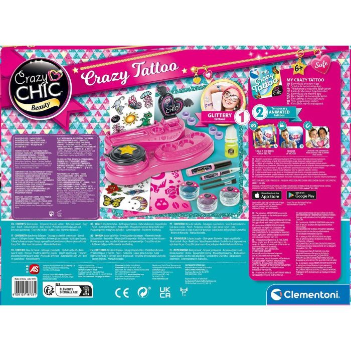 Clementoni Estudio Crazy Tatoo Kit de Tatuajes para Niños y Niñas Juguete Creativo +6 Años, Medidas 38.5x28.5x7.8 cm 5 Clementoni Estudio Crazy Tatoo Kit de Tatuajes para Niños y Niñas Juguete Creativo +6 Años, Medidas 38.5x28.5x7.8 cm 5