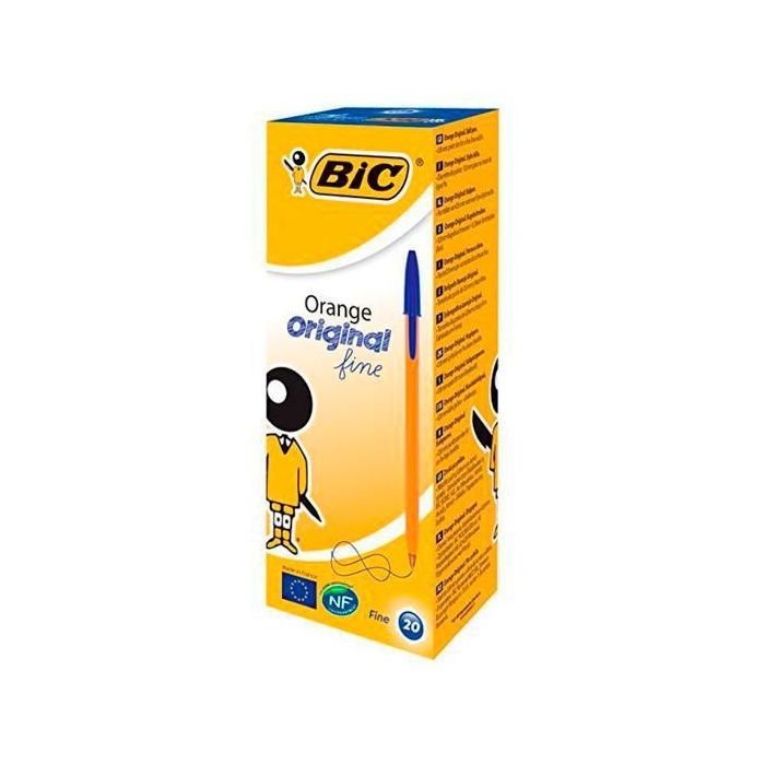 Bic Bolígrafo Naranja Original Fine Azul Caja 20 Ud