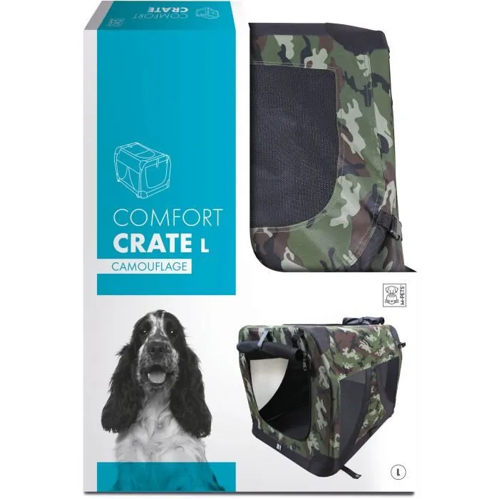 M Pets Caja de transporte COMFORT CRATE L Camuflaje Plegable Estructura metálica Rejillas de ventilación MPE6953182740872 3