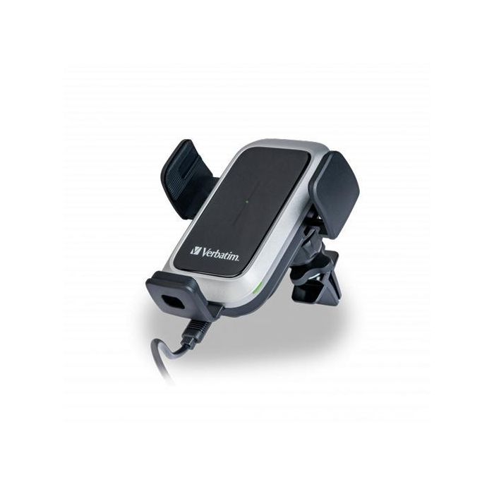 Verbatim Fwc-03 Pro Cargador Inalámbrico para Coche, Compatible con Qi, 15W Máx, USB C a A, ABS + PC + Cristal