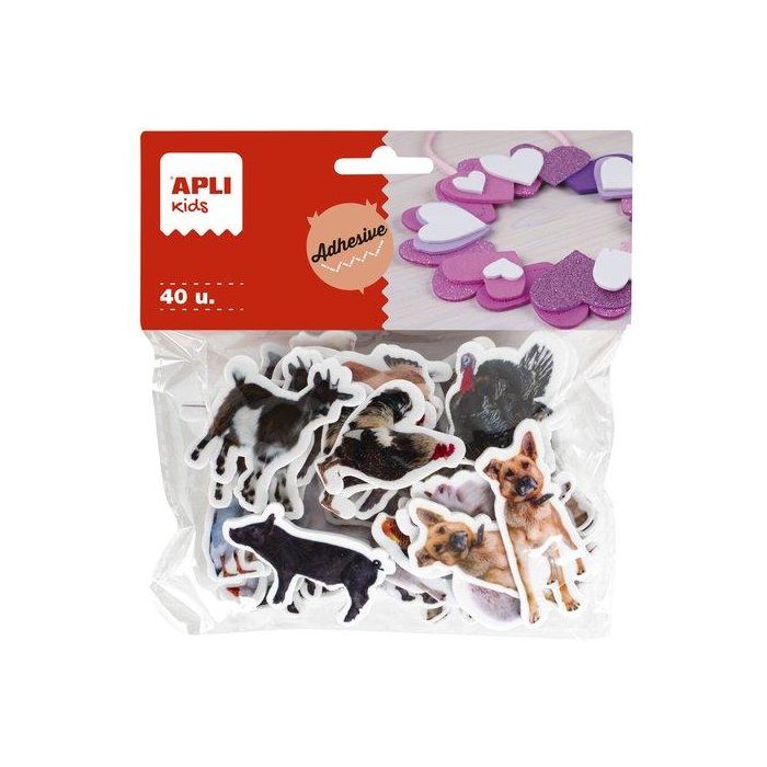 Goma Eva Apli Formas Adhesivas Animales Granja Bolsa De 40 (Set de 5)