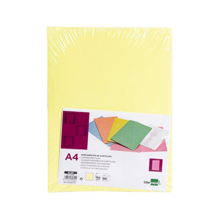 Subcarpeta Liderpapel A4 Amarillo Pastel 180 gr-M2 50 unidades 1