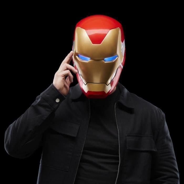 Casco electrónico Iron Man, con efectos de luz, juguete de cosplay coleccionable premium para adultos, serie Marvel Legends 4