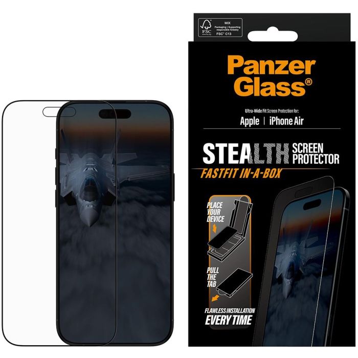 PanzerGlass Stealth Screen Protector w. Black Frame iPhone 17 Air | Ultra-Wide Fit w. Fastfit in-a-box 1 PanzerGlass Stealth Screen Protector w. Black Frame iPhone 17 Air | Ultra-Wide Fit w. Fastfit in-a-box 1