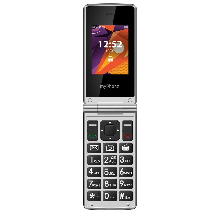 MyPhone Tango LTE Black - Teléfono plegable 4G con pantallas duales, USB Type-C, botones SOS e ICE, batería 1400mAh