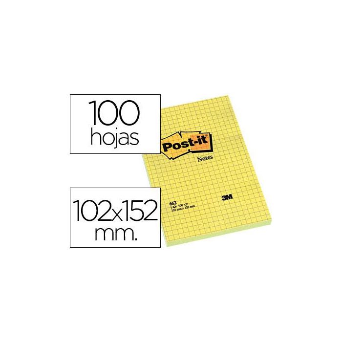 Bloc De Notas Adhesivas Quita Y Pon Post-It 102x152 mm Cuadriculado 662 6 unidades