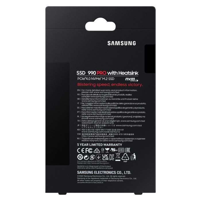 Samsung 990 PRO SSD M.2 2TB NVMe PCIe 4.0 x 4 Heatsink Retail 9