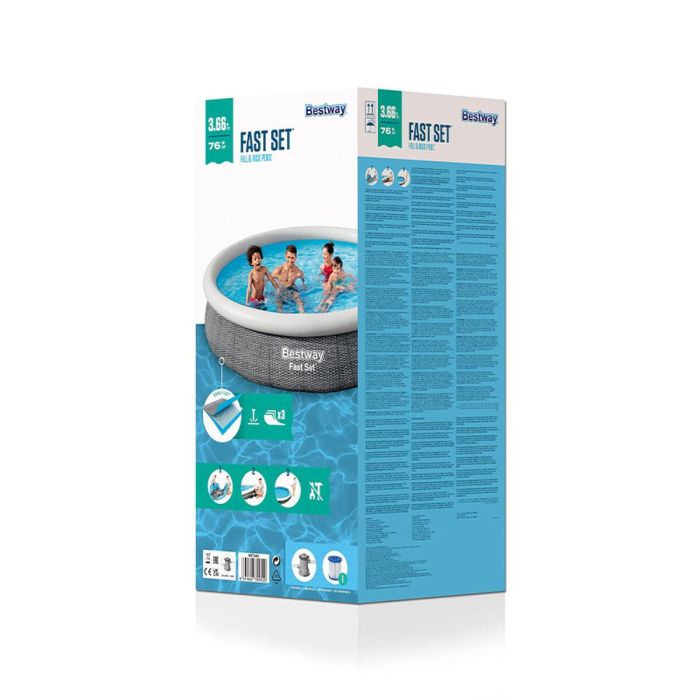 Bestway Piscina Hinchable Adulto Aro Ratan con Depurador 366x76 cm Jardin 57445 2