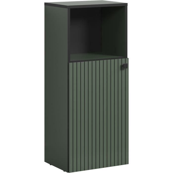 Almacenamiento de baño - Decoración verde salvia y negro - L40 x H95 x D31cm - PURE BLISS 2 Almacenamiento de baño - Decoración verde salvia y negro - L40 x H95 x D31cm - PURE BLISS 2