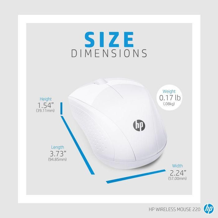 HP 220 Ratón Inalámbrico Ambidextro, Tamaño Viaje, Larga Batería, Blanco Nieve 3