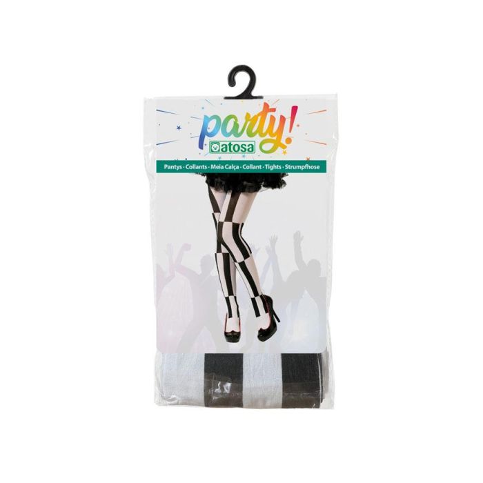 Pantys Blanco Y Negro Rayado Adulto - Ideal para disfraces monocromáticos, halloween y estilos góticos 1 Pantys Blanco Y Negro Rayado Adulto - Ideal para disfraces monocromáticos, halloween y estilos góticos 1