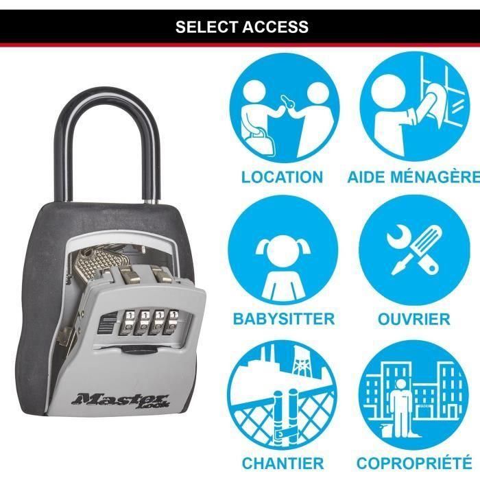 MASTERLOCK Seleccionar almacenamiento de clave de acceso con combinación programable + mango 2 MASTERLOCK Seleccionar almacenamiento de clave de acceso con combinación programable + mango 2