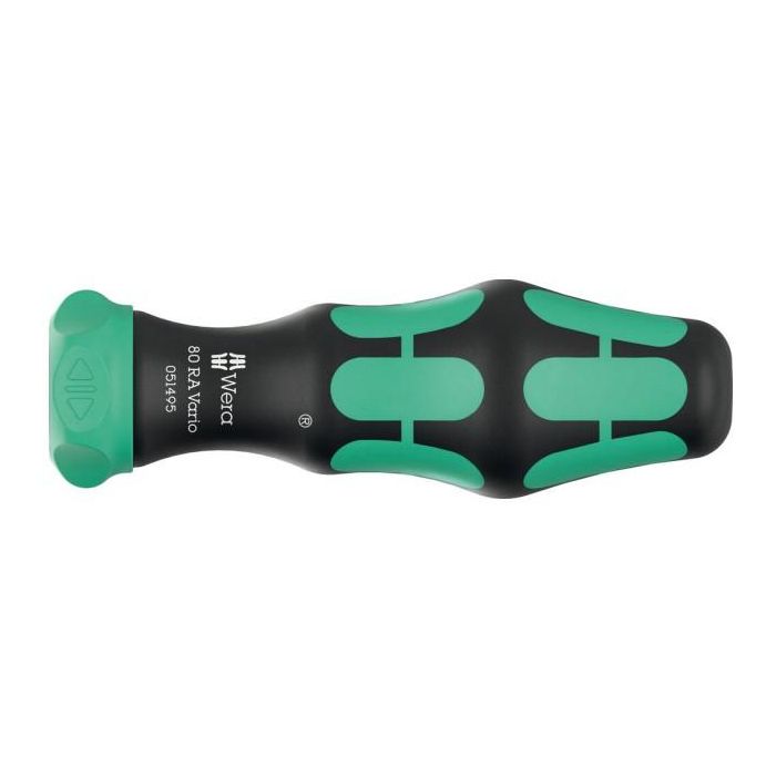 Wera 5051495001 Destornillador de carraca Vario 80 RA, tipo plano, mango ergonómico negro/verde, 189 mm