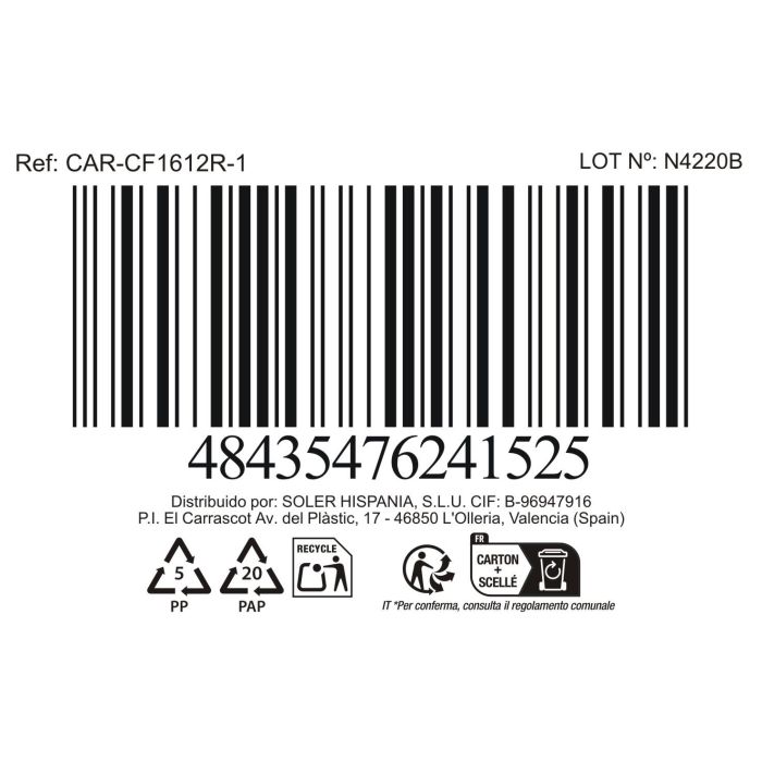 Inde Jumbo 450Cc 'Star' - Taza Grande de 450 ml Roja, 11.3 x 7.8 x 14 cm (6 Unidades)