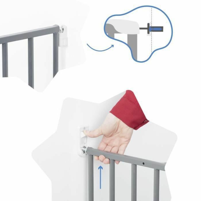 Badabulle Barrera de seguridad Safe & Protect XL 60-107 cm, fijación tornillos, apertura con una mano, sin barra de suelo 1