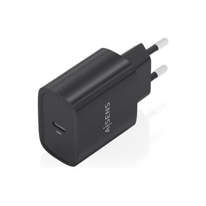 Cargador de Pared GaN Aisens A110-0951/ 1xUSB Tipo-C/ 30W/ Negro 1 Cargador de Pared GaN Aisens A110-0951/ 1xUSB Tipo-C/ 30W/ Negro 1