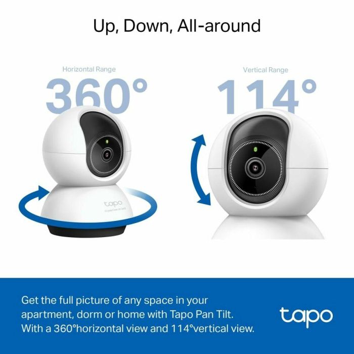 Tp - link Tapo TC72 Cámara Seguridad WiFi 360° 2K, Visión Nocturna, Detección IA, Alarma Luz/Sonido, Control Voz 11