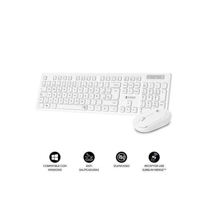 Teclado y Ratón Inalámbrico Subblim SUBKBC-CSSW11 Blanco Qwerty Español 1