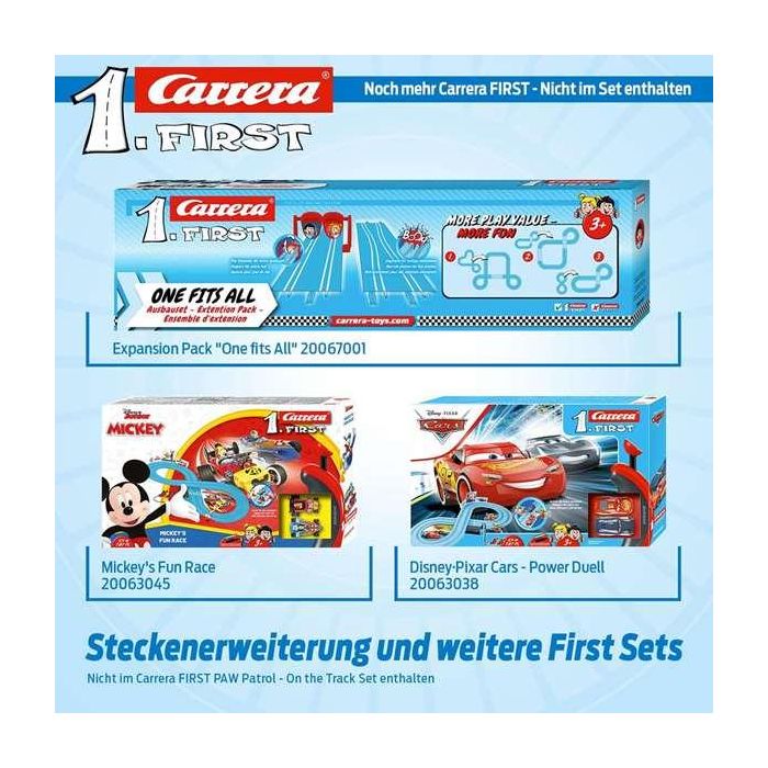 Pista carrera paw patrol, incluye 2 coches (chase y marshall) 2,4 metros 7 Pista carrera paw patrol, incluye 2 coches (chase y marshall) 2,4 metros 7