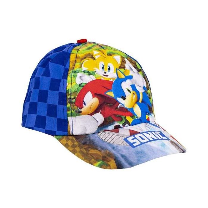 Cerdá Gorra Sonic Visera Curva Azul para Niños, 100% Poliéster, Edad 3 a 8 Años