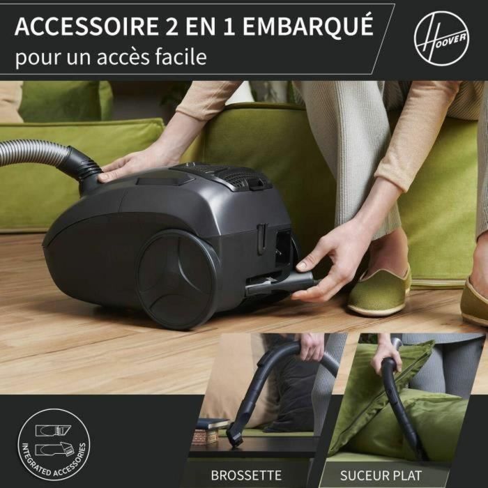 HOOVER HE1 - Aspirador de Bidón con Bolsa Compacta y Potente - Gran Capacidad 2.5L - Alto Rendimiento en Suelos Duros y Alfombras 2