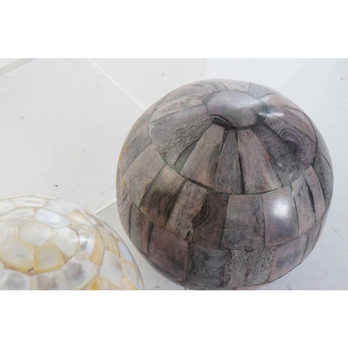 DKD Home Decor Bola Decoracion Colonial Beige Gris Oscuro Hueso Nacar 12 x 12 x 12 cm (4 Unidades) 2