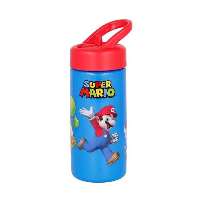 Botella de plástico con asa para llevar super mario 410 ml Botella de plástico con asa para llevar super mario 410 ml