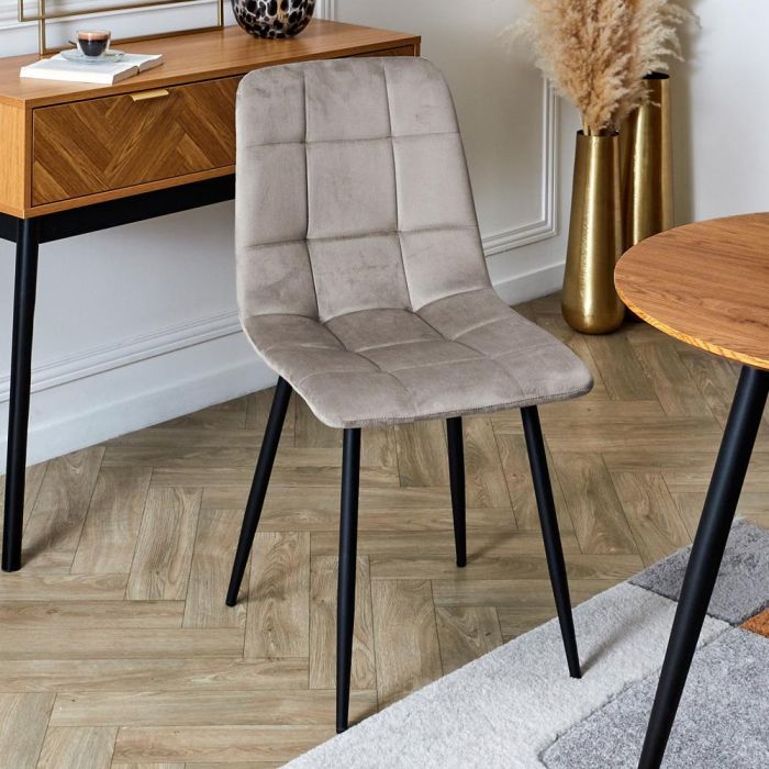 Home Deco Factory Silla Mateo Essentiel Taupé Poliéster Madera Hierro 45x52x88 cm 1