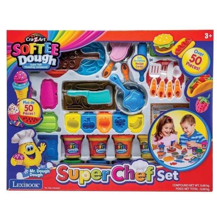 LEXIBOOK - Kit de arcilla de modelar suave y moldeable Super Chef 3 LEXIBOOK - Kit de arcilla de modelar suave y moldeable Super Chef 3