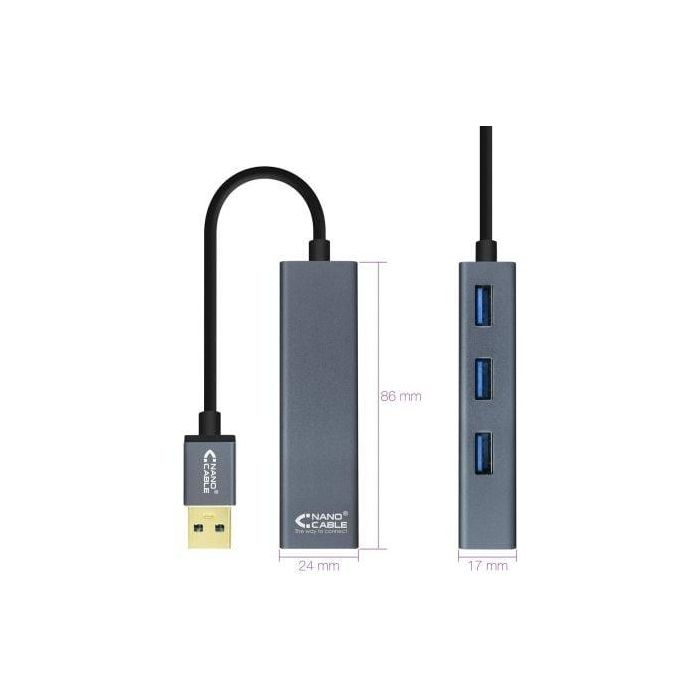 Hub USB 3.0 Nanocable 10.16.4402/ 4xUSB/ Gris 1 Hub USB 3.0 Nanocable 10.16.4402/ 4xUSB/ Gris 1