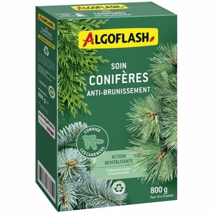 Algoflash Naturasol Tratamiento Coníferas Anti-Brunión 800G - Granulado Ecológico Previene y Corrige Amarilleamiento y Deficiencias