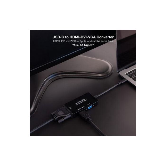 Adaptador USB-C a VGA/HDMI/DVI NANOCABLE 10.16.4301-ALL 20 cm Negro 3 Adaptador USB-C a VGA/HDMI/DVI NANOCABLE 10.16.4301-ALL 20 cm Negro 3